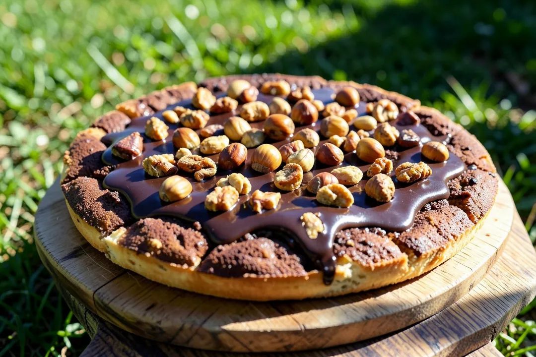 Шоколадная пицца с фундуком
